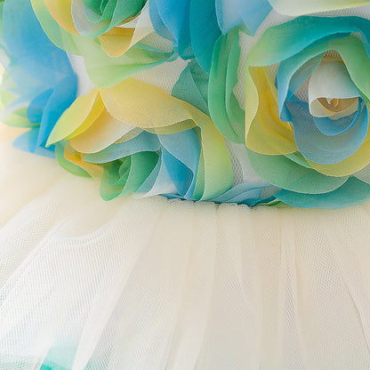 Girls Flowers Fluffy Princess Dress