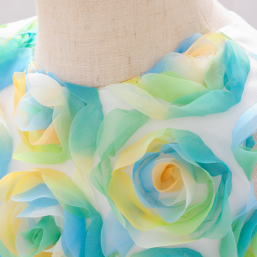 Girls Flowers Fluffy Princess Dress