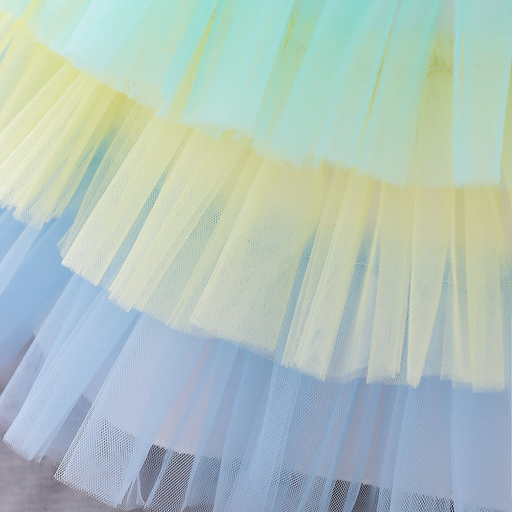 Girls Flowers Fluffy Princess Dress