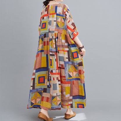 Summer Retro Ethnic Print Dress