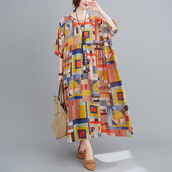 Summer Retro Ethnic Print Dress