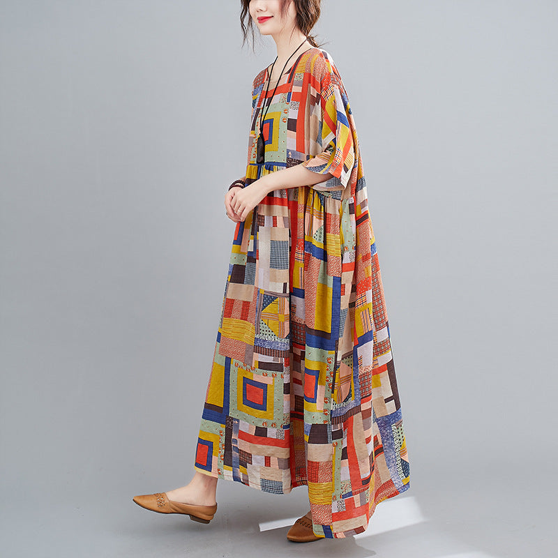 Summer Retro Ethnic Print Dress