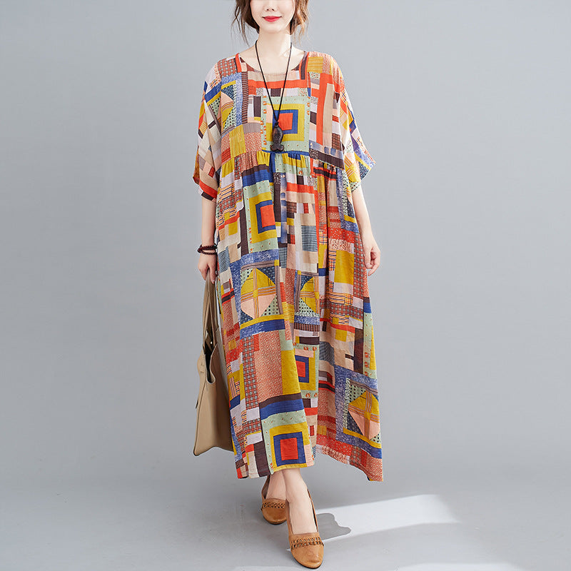 Summer Retro Ethnic Print Dress
