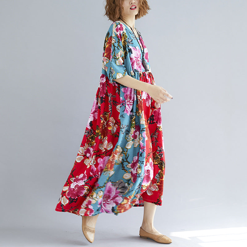 Ethnic Style Plus Size Loose Dress