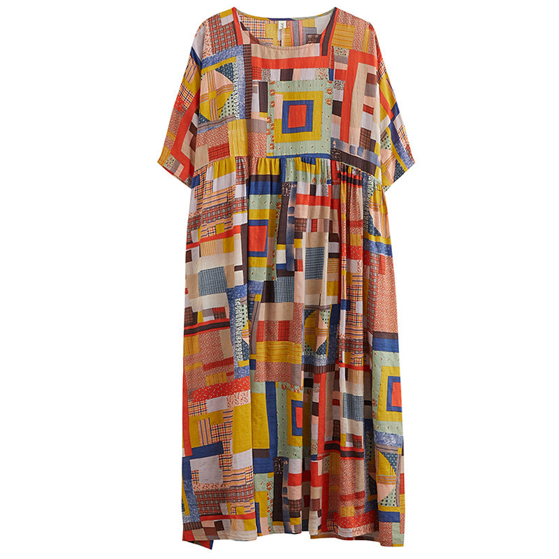 Summer Retro Ethnic Print Dress