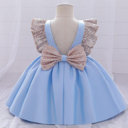 Summer Baby Girls Cute Bow Fluffy  Dress