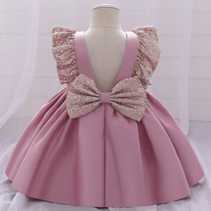 Summer Baby Girls Cute Bow Fluffy  Dress