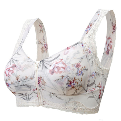 Zip Front Print Lace Bras