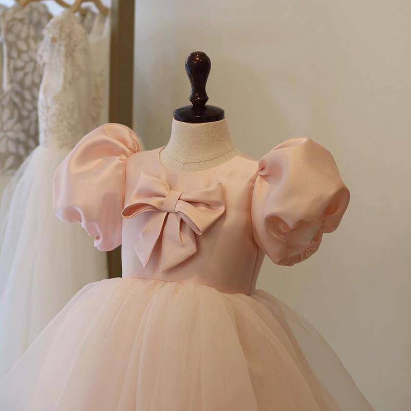 Pink Baby Girls Lace Bow Princess Dress
