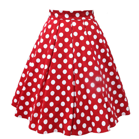 Vintage Print A-line Pleated Skirt