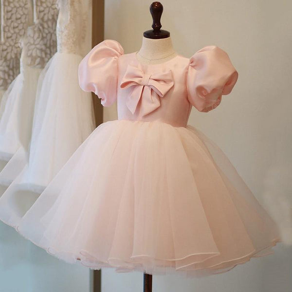 Pink Baby Girls Lace Bow Princess Dress