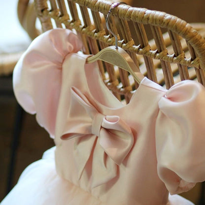 Pink Baby Girls Lace Bow Princess Dress