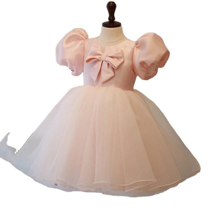 Pink Baby Girls Lace Bow Princess Dress