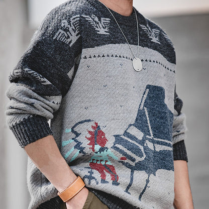 Retro Indian Totem Crew Neck Sweater