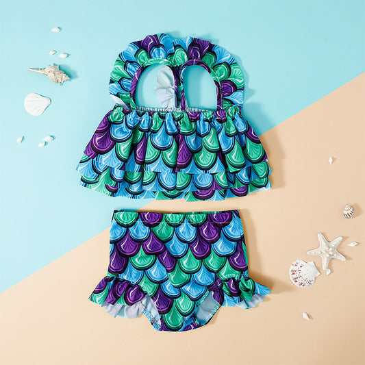Girls Cute Printed Swimsuit