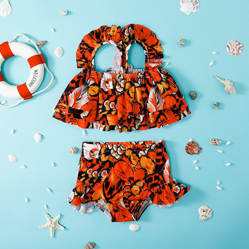 Girls Cute Printed Swimsuit