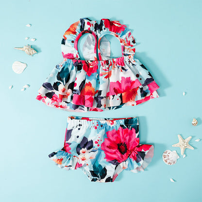 Girls Cute Printed Swimsuit