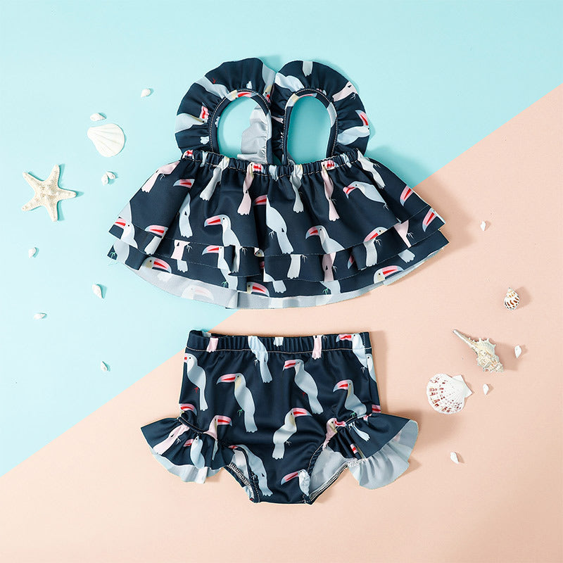 Girls Cute Printed Swimsuit
