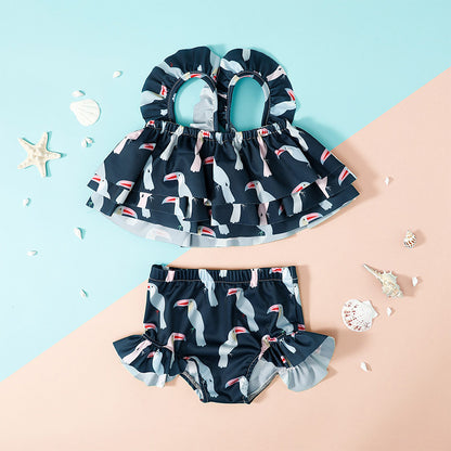 Girls Cute Printed Swimsuit