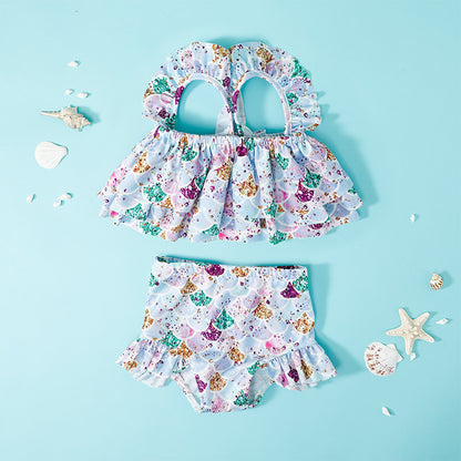 Girls Cute Printed Swimsuit