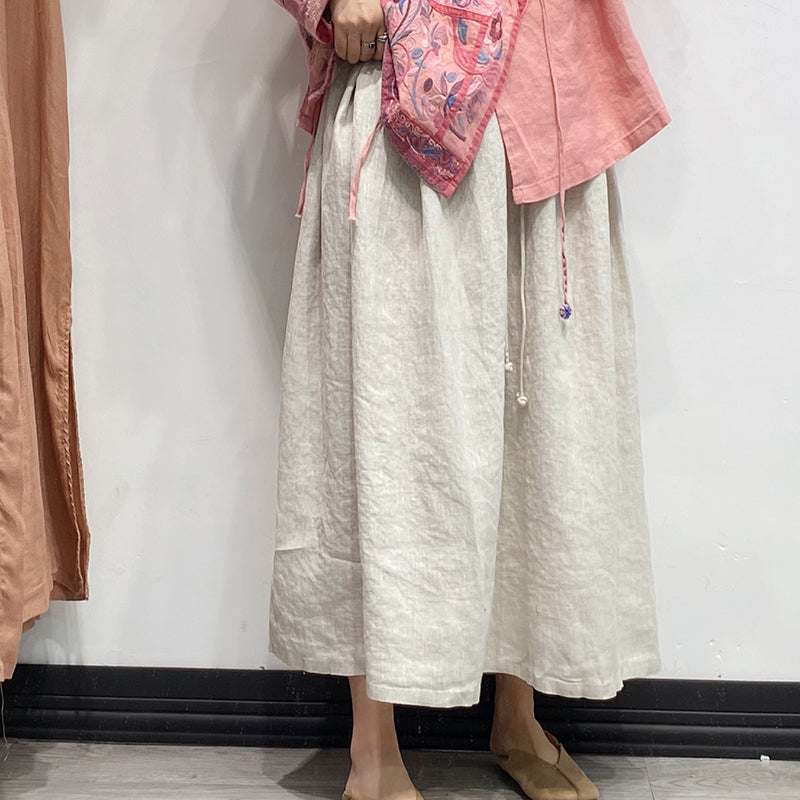 Linen Retro Drawstring Skirt