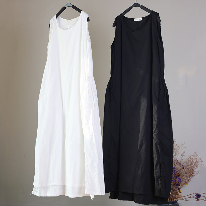 Sleeveless Double Layer Drawstring Dress