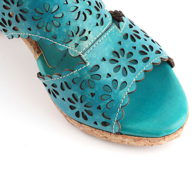 Retro Hollow Fish Mouth Handmade Sandals