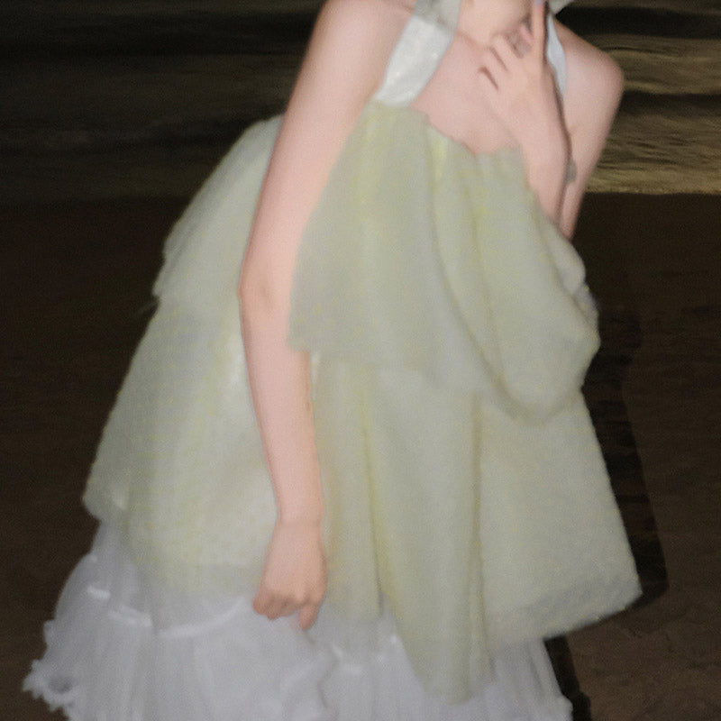Bowknot French Mesh Cake Dress