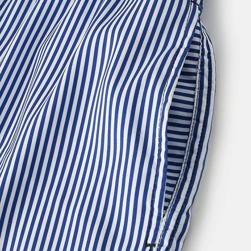 Blue Striped Quick Dry Beach Shorts