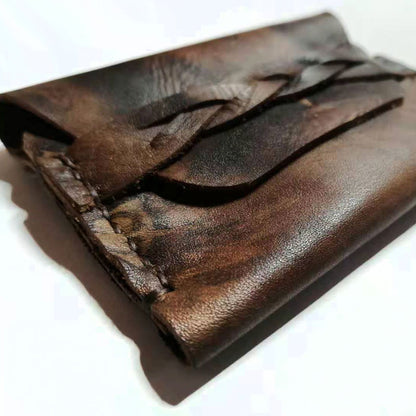 Handmade Cowhide Change Card Case Retro Wallet