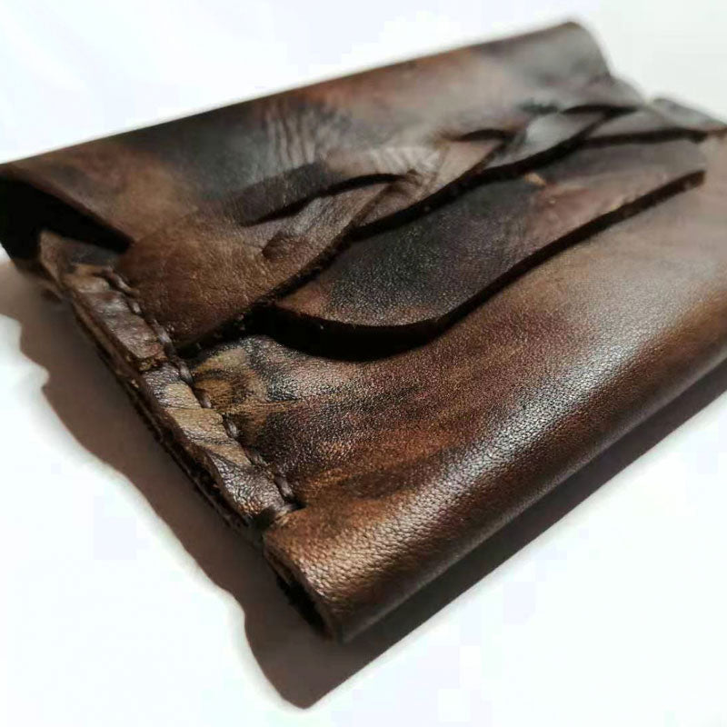 Handmade Cowhide Change Card Case Retro Wallet