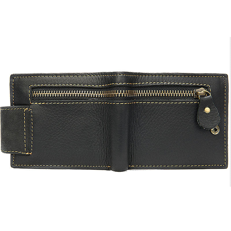 Short Cowhide Tower Buckle Wallet