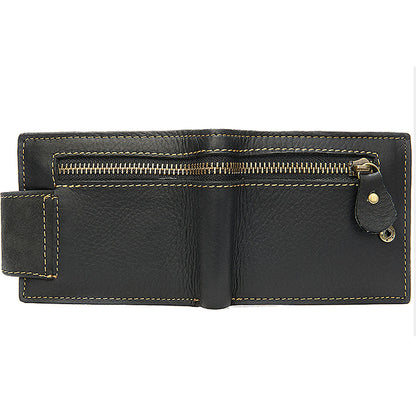 Short Cowhide Tower Buckle Wallet