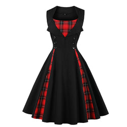 Sleeveless Plaid Retro Dress