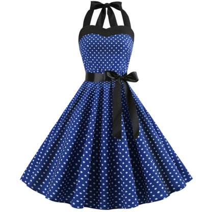 Polka Dot Retro Halter Dress