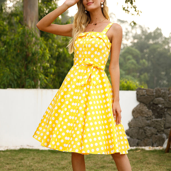 1950S Retro Polka Dot Midi Dress