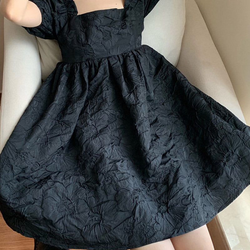 French Retro Bubble Short Sleeve Dress