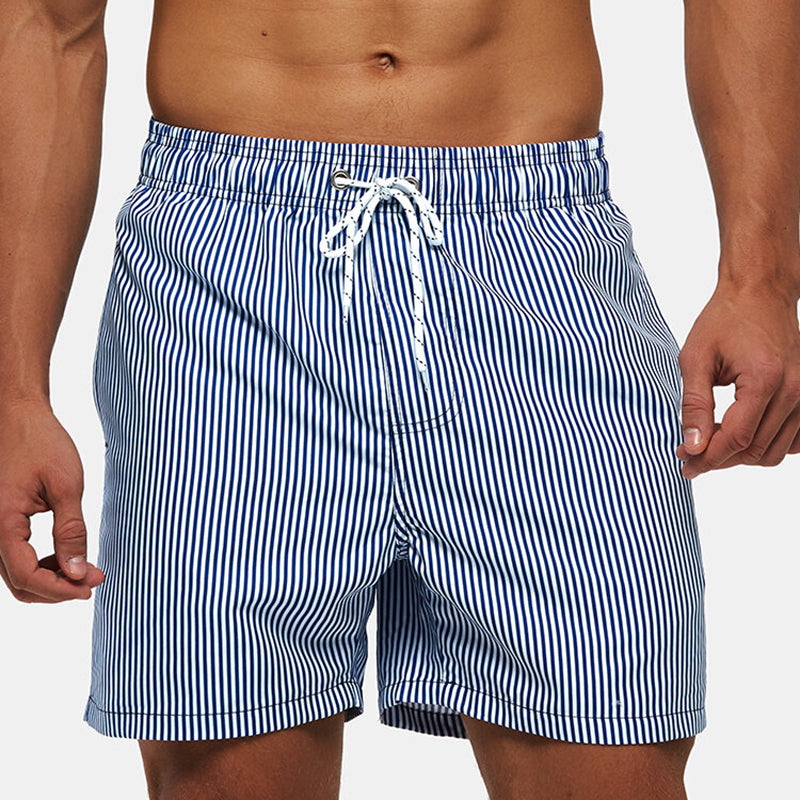Blue Striped Quick Dry Beach Shorts