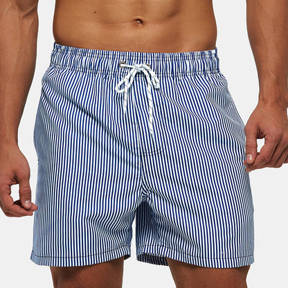 Blue Striped Quick Dry Beach Shorts