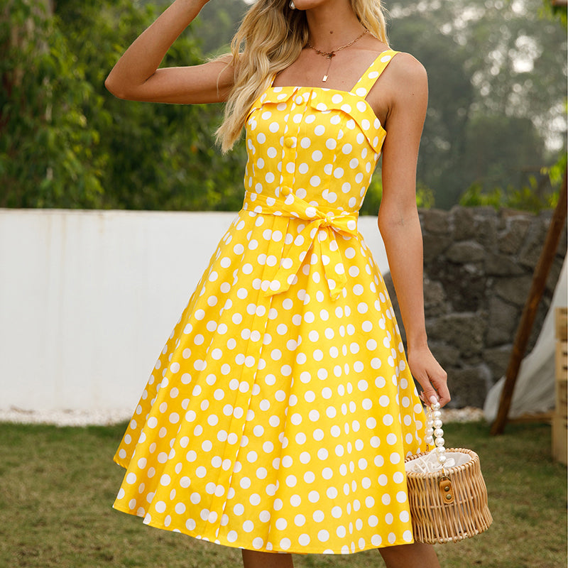 1950S Retro Polka Dot Midi Dress