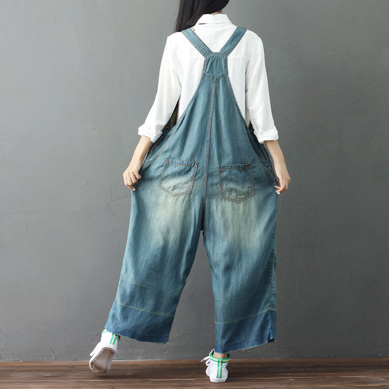 Embroidered Loose Soft Overalls