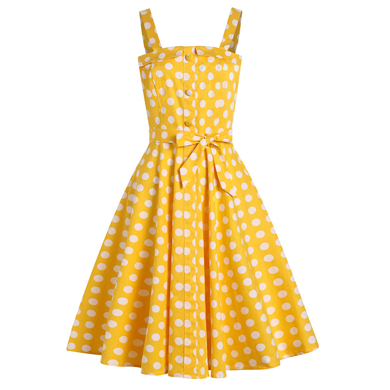1950S Retro Polka Dot Midi Dress