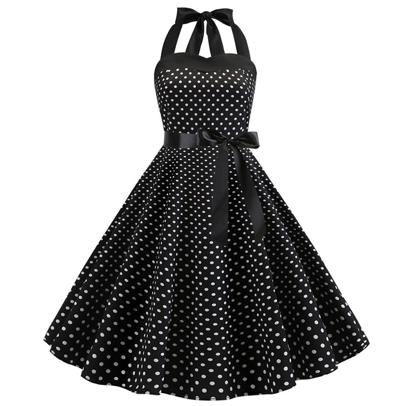 Polka Dot Retro Halter Dress