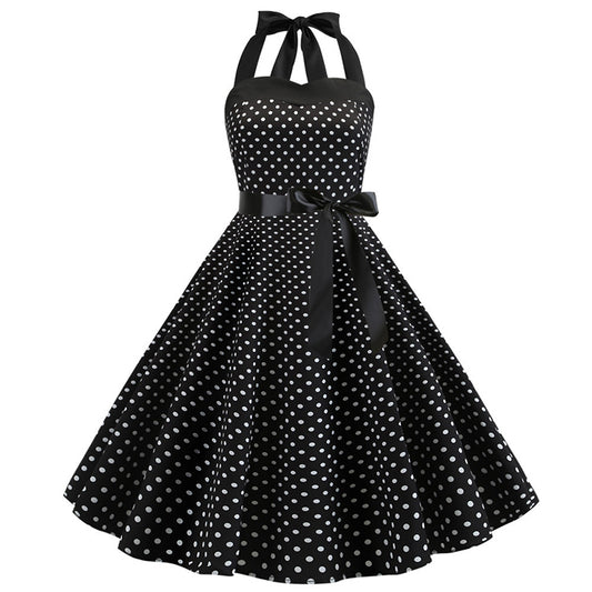 Polka Dot Retro Halter Dress