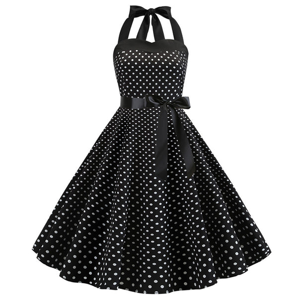 Polka Dot Retro Halter Dress