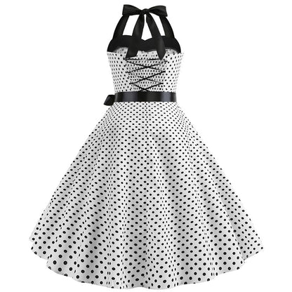 Polka Dot Retro Halter Dress