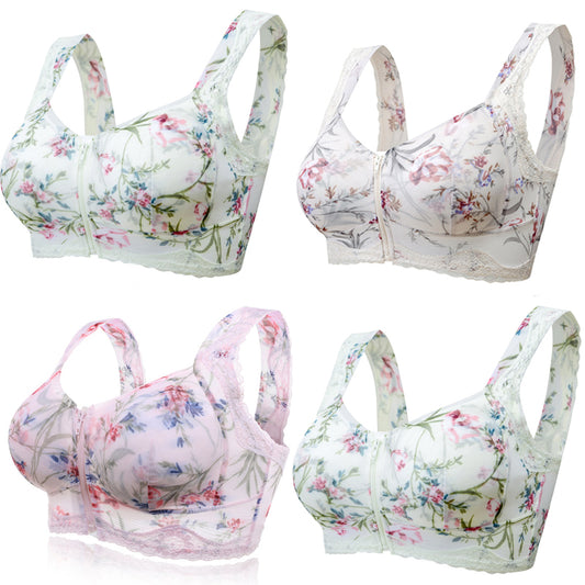 Zip Front Print Lace Bras