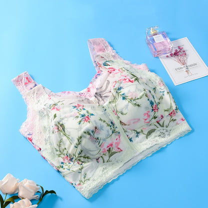 Zip Front Print Lace Bras