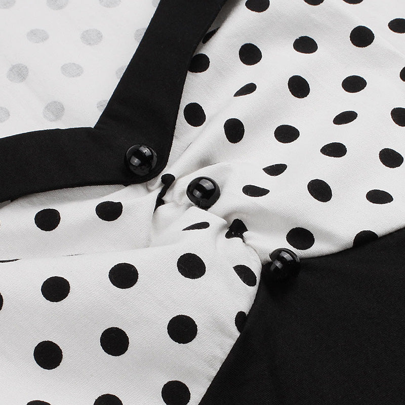 Polka Dot Square Neck Retro Dress