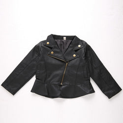 Children's Lapel PU Leather Jacket